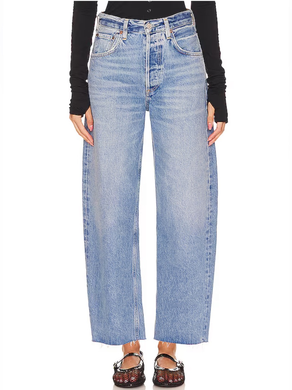 Citizens of Humanity Ayla Undone Hem Crop Jeans in Sodapop